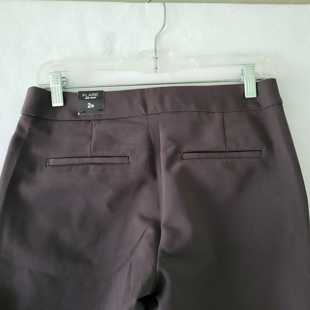 New Express Brown Flare Pants Womens 2 Mid Rise Slacks 34" Inseam Tall Nwt 2R - Picture 5 of 11